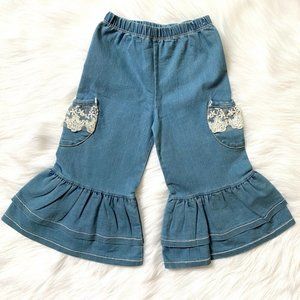 Jelly The Pug Ruffle Flare Jeans Sz 3T